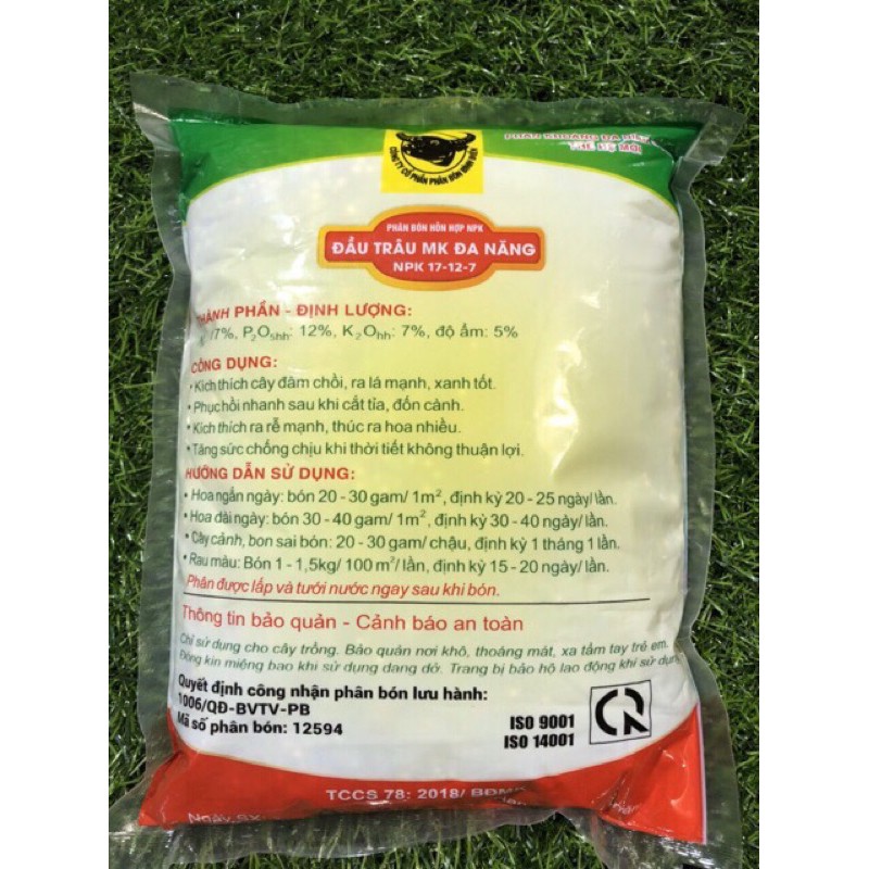 Phân  Đầu Trâu đa năng NPK 17-12-7 chuyên hoa cây cảnh chồi lá khỏe ra hoa nhiều (hàng cao cấp)1kg