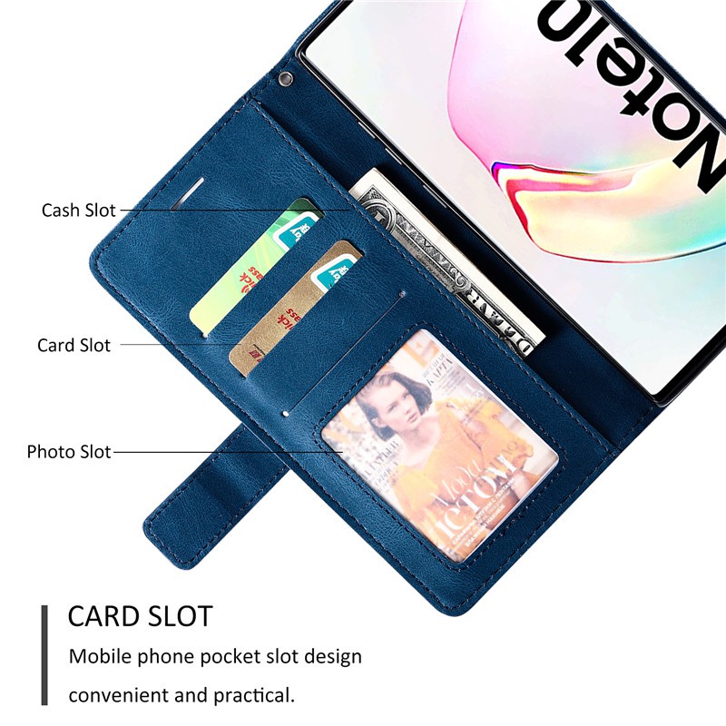 Bao da điện thoại PU phối TPU từ tính chống sốc có ngăn đựng thẻ cho Samsung Note 9 Note 8 Note 10 plus Note 10 5G | BigBuy360 - bigbuy360.vn