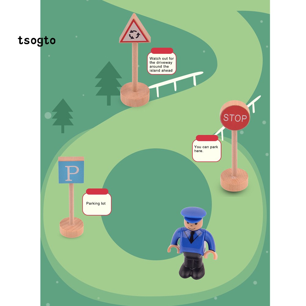 16 Đồ chơi mô hình biển báo giao thông làm từ gỗ thích hợp cho bé