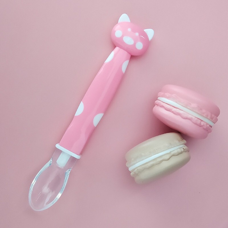 Thìa ăn dặm silicon siêu mềm an toàn cho bé thìa silicon hình mèo homedy kids