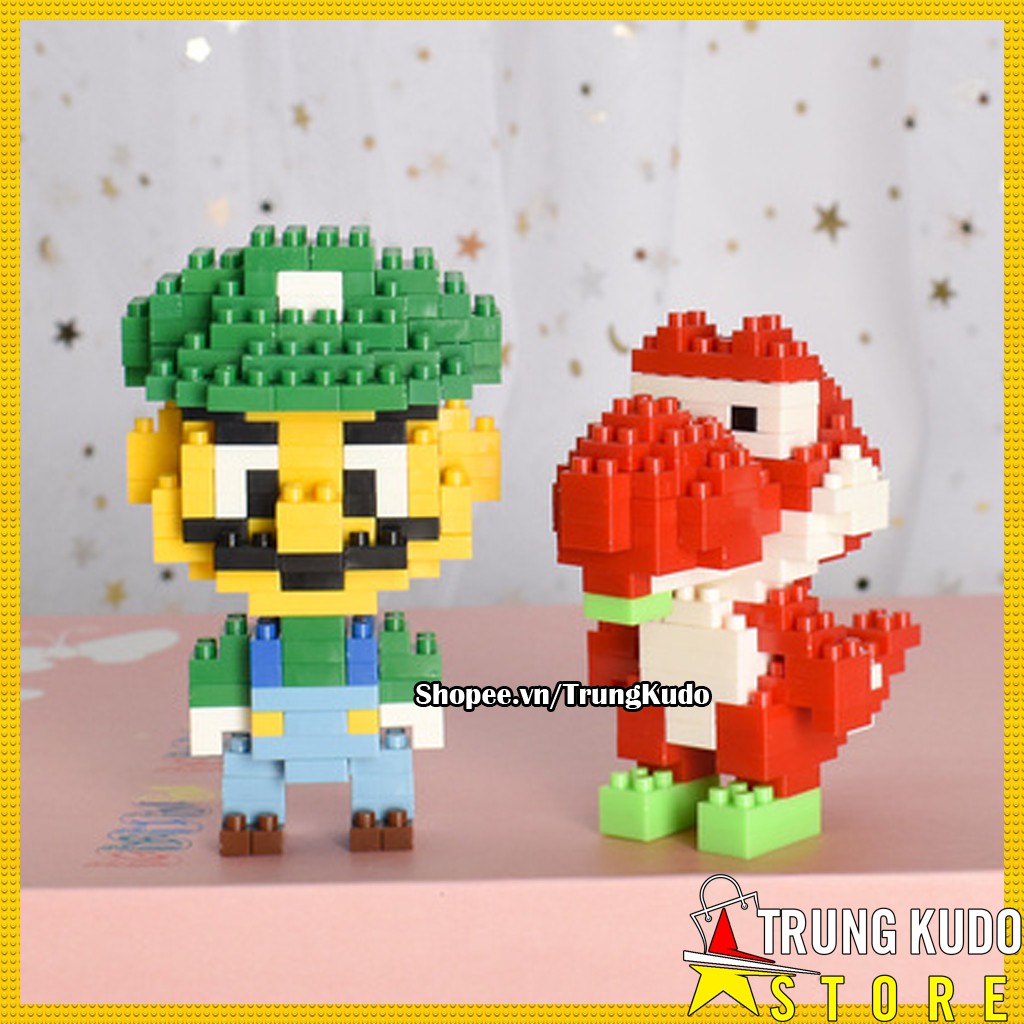 Lego Mario Và Yoshi 3D - Đồ chơi xếp hình Lego Mario và Lego Yoshi dạng Nanoblock thích hợp làm mô hình quà tặng