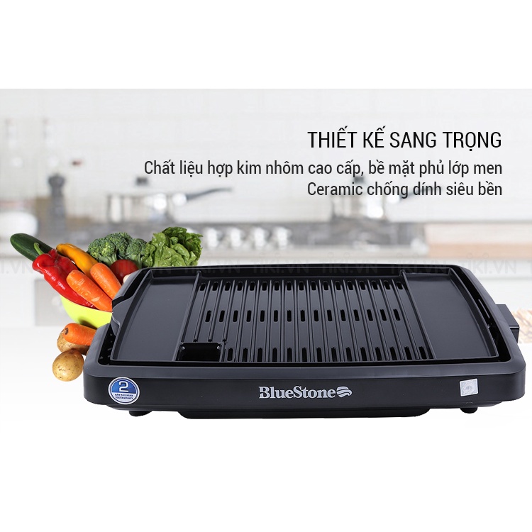 Mua1 Tặng1 Quà 0đ) Bếp vỉ nướng điện không khói BBQ Bluestone EGB-7406 1400 W .Chống dính siêu bền ,bảo hành 24 tháng