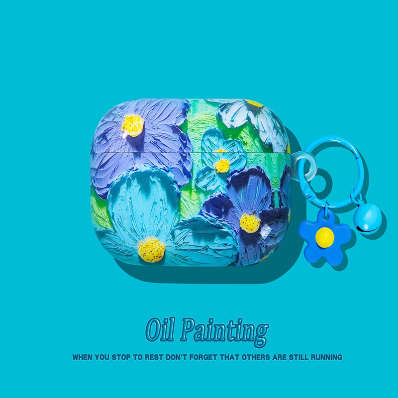 Vỏ Bảo Vệ Hộp Sạc Tai Nghe compatible AirPods3 / 3 Pro / 2Gen Họa Tiết Tranh Sơn Dầu Hình Hoa Cao Cấp