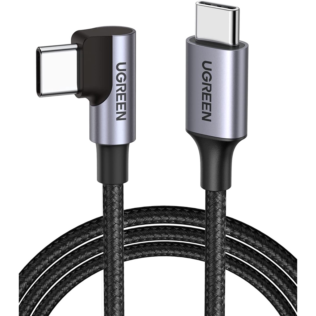 Cáp sạc và truyền dữ liệu 2 cổng USB type C, bẻ góc 90 độ, sạc nhanh PD 60W, dòng 3A dài 0.5-3m UGREEN US255