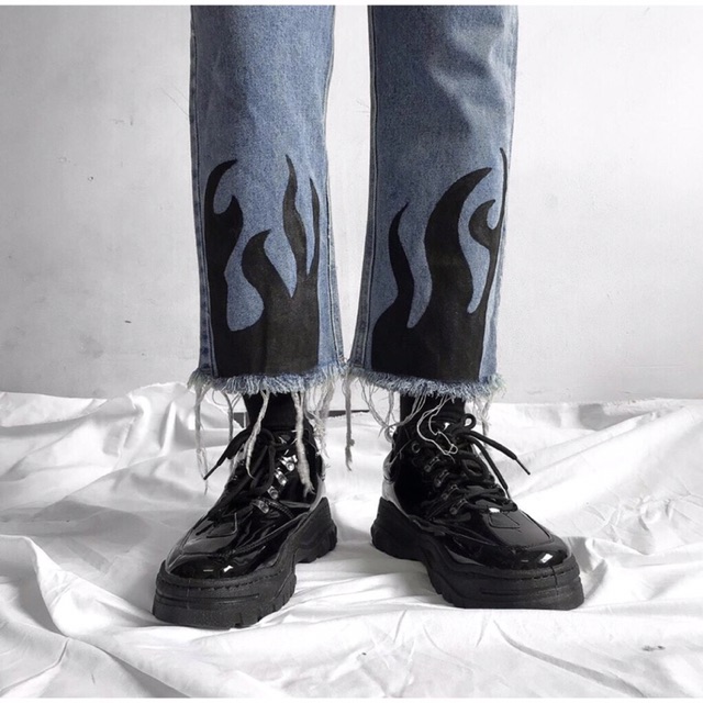 Quần Jeans Fire Lửa Đen Unisex( ảnh thật) | BigBuy360 - bigbuy360.vn