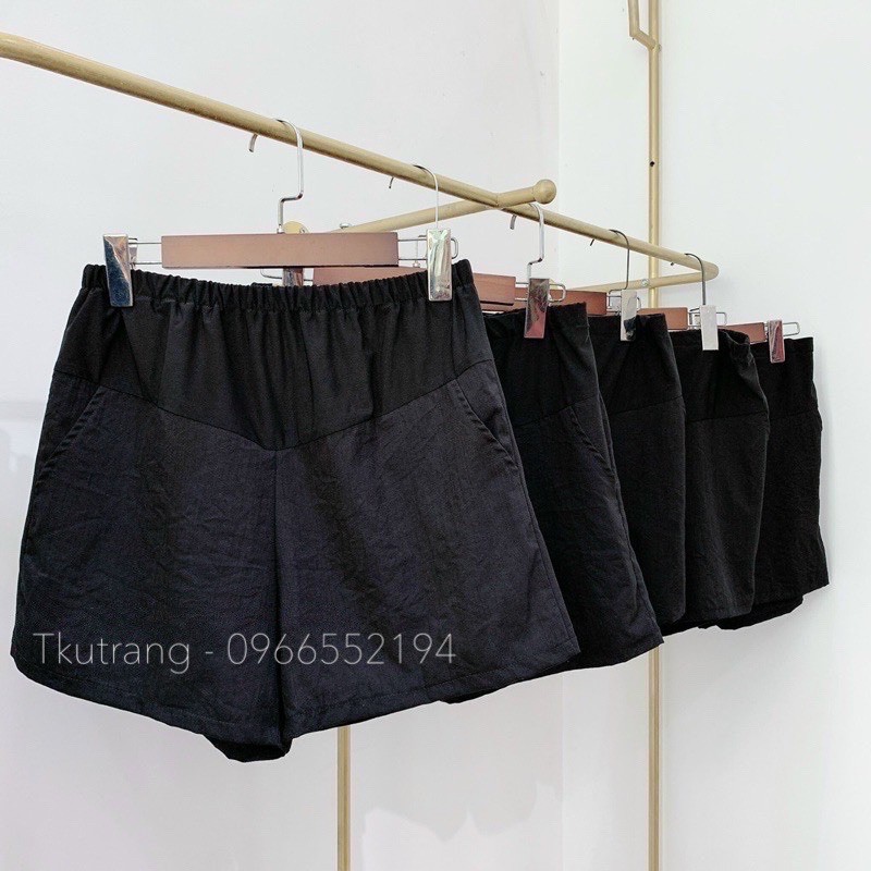 Quần Bầu Sooc Đũi Siêu Mịn Mát hàng đẹp (có đáp bụng và chun chỉnh)