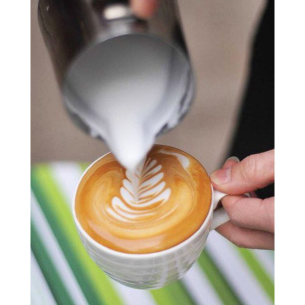 Ca inox đánh sữa có VẠCH CHIA để pha cappuccino latte macchiato