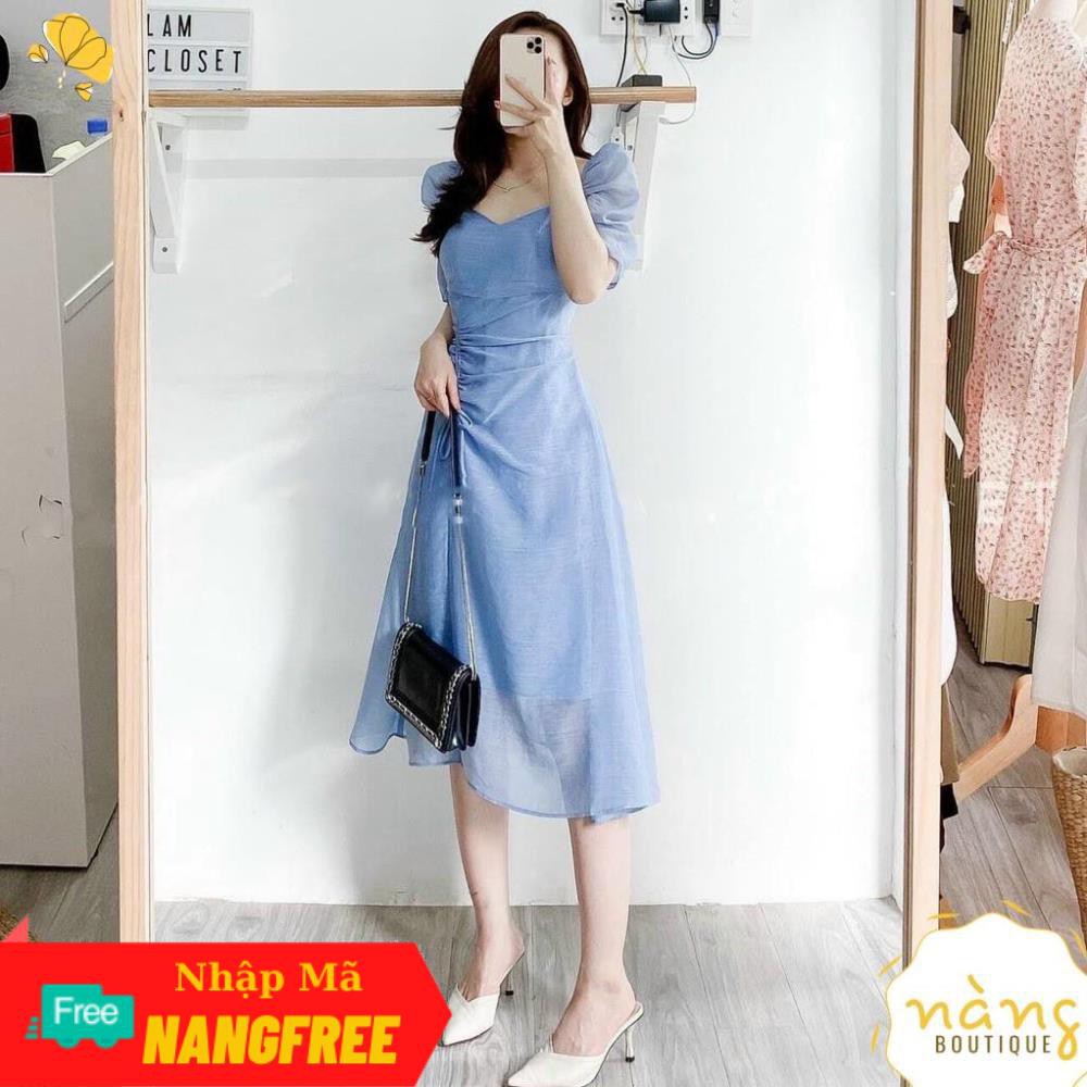 Váy Nữ Đẹp 💖FREESHIP💖 Đầm suông Dự Tiệc tay phồng rút dây hông đẹp nhẹ nhàng [Mẫu Mới 2021]