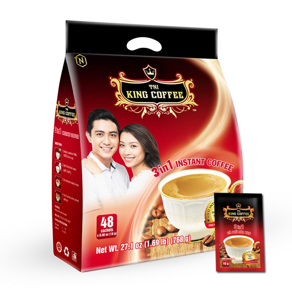 King Coffee Cà Phê Hòa Tan 3in1 - Bịch 45 sachets date 01/2024