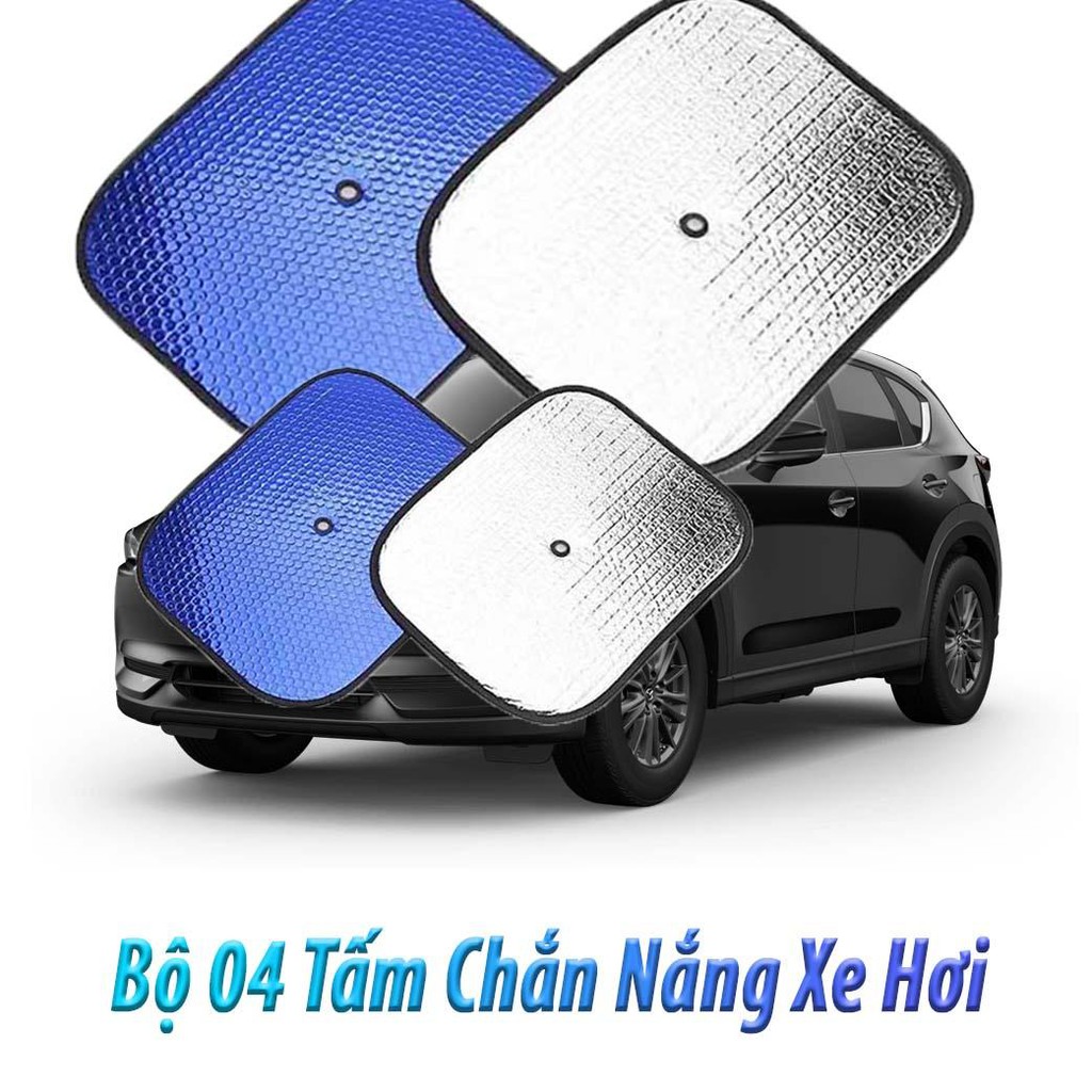 Bộ 4 tấm chắn nắng, che nắng cửa bên ô tô (kèm nút nhựa hút kính)