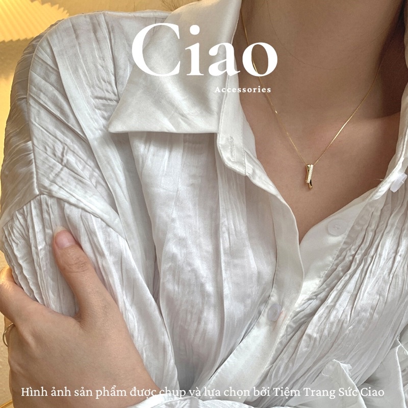 [NEW ITEMS] Dây chuyền/ Vòng cổ mạ bạc S925 thiết kế charm dài đính đá đơn giản Keisha Ciao