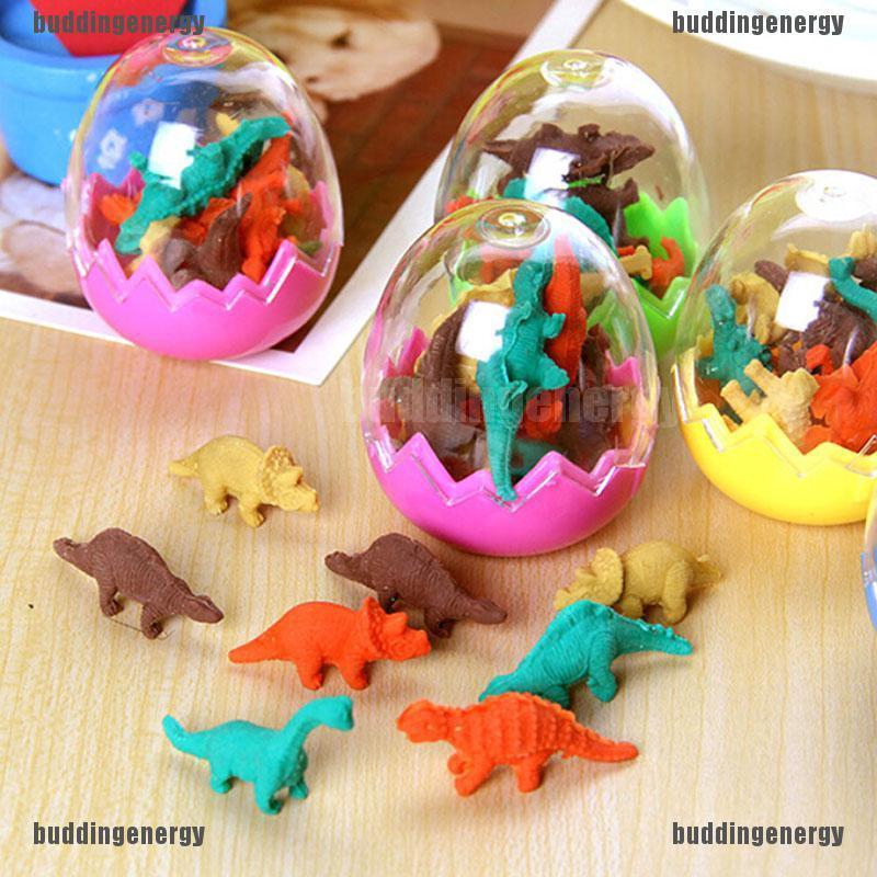 1 Egg 8 Pieces Mini Dinosaur Pencil Eraser Student Office Stationery Gift Toy