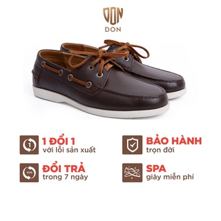 Giày boat shoes da bò cao cấp don italo màu nâu đậm
