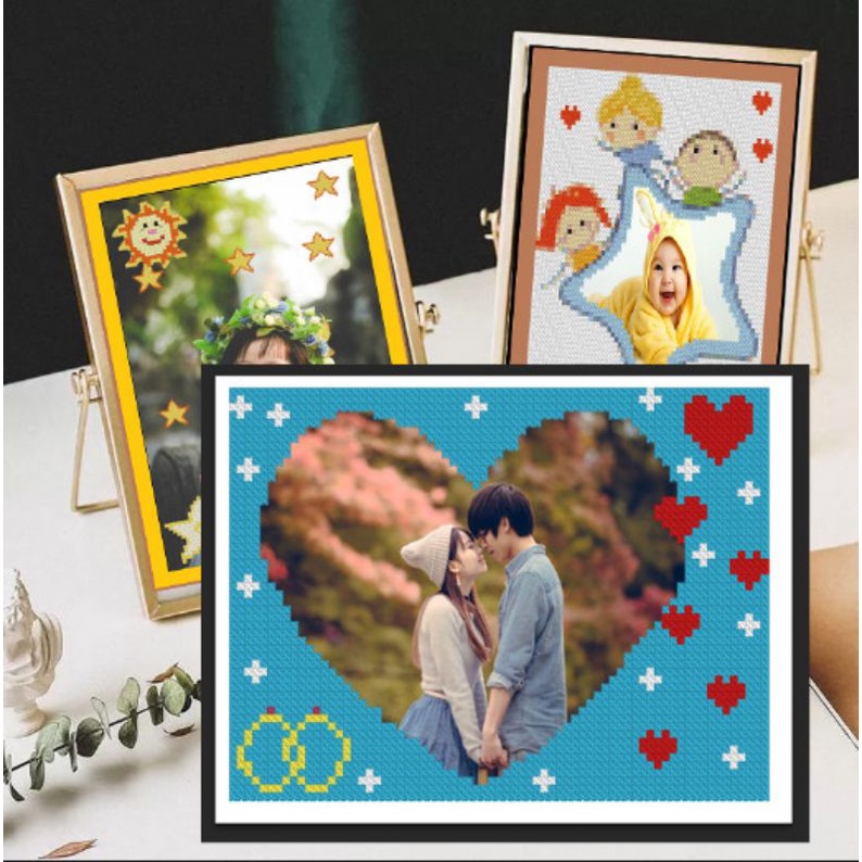 Tranh để bàn đính đá chân dung 15x20