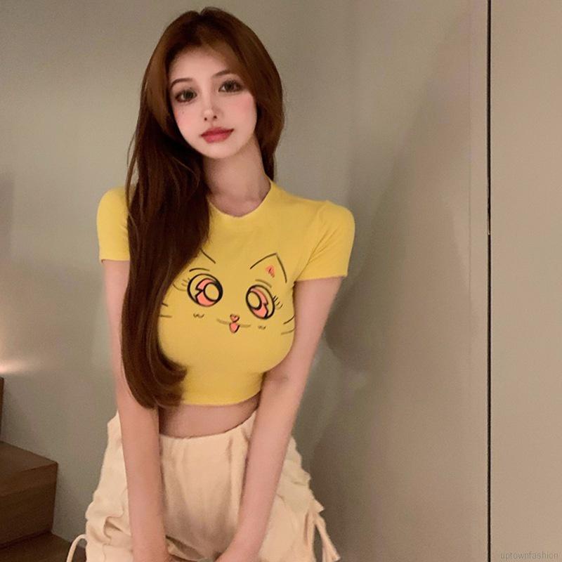 Áo Thun Tay Ngắn Cổ Tròn In Họa Tiết Hoạt Hình Thời Trang Mùa Hè