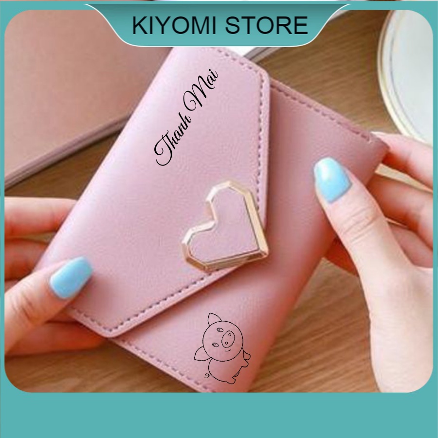 Ví nữ ngắn khắc chữ đẹp cầm tay mini cao cấp  nhiều ngăn bỏ túi giá rẻ nhỏ gọn thời trang  Hàn Quốc KIYOMI STORE