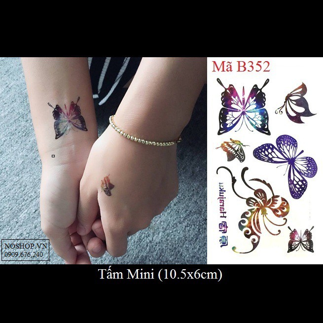 Xăm dán Tattoo bướm B352