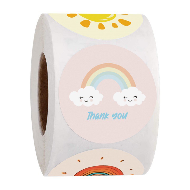 Set 500 Sticker Hình Cầu Vồng / Mặt Trời Xinh Xắn Dùng Để Trang Trí
