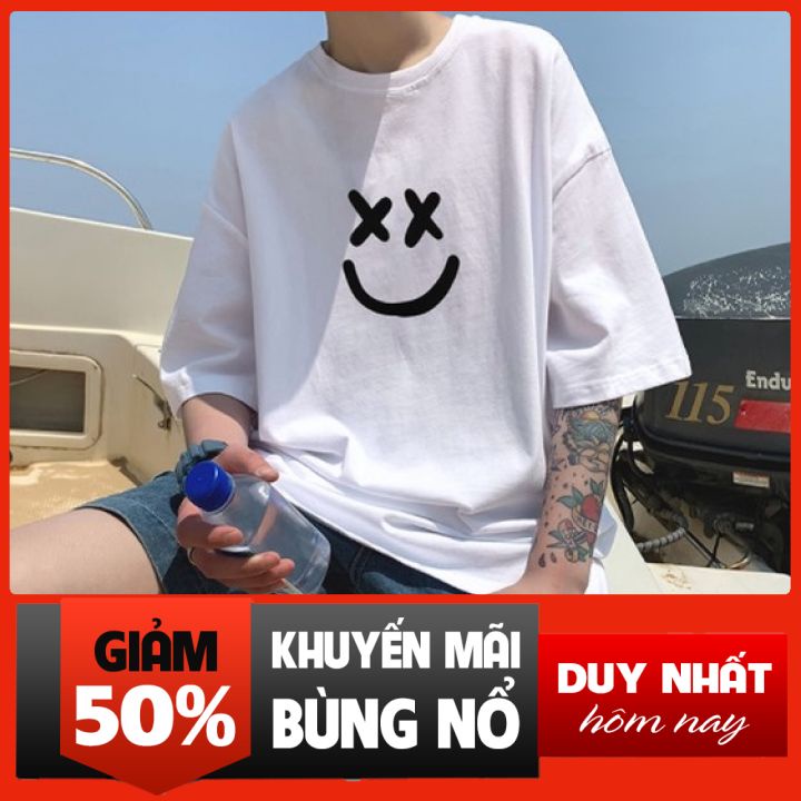 Áo thun nam nữ form rộng unisex, áo phông tay lỡ phong cách Mặt Cười Nhỏ phong cách bao chất A39 Fara83 shop KT