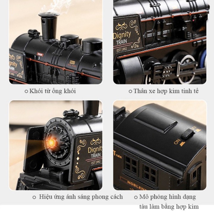 Bộ Đồ Chơi Tàu Hỏa CLASSIC Black TRAIN Chạy PIN n,nhả khói hơi nước 🍀 𝐅𝐑𝐄𝐄𝐒𝐇𝐈𝐏 🍀