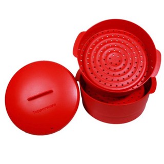 (Set 2 tầng) Xửng hấp Steam It Tupperware 2 tầng màu đỏ