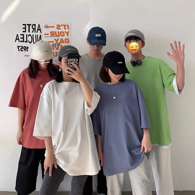 áo thun trơn tay lỡ nam.nữ form rộng unisex chất cotton dày đẹp (kèm ảnh thật)