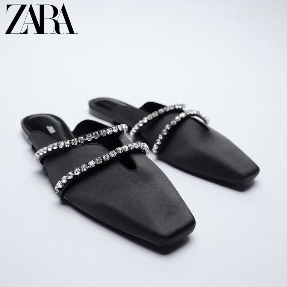 Zara Giày Muller Đế Bệt Mũi Vuông Thời Trang Mùa Xuân Dành Cho Nữ
