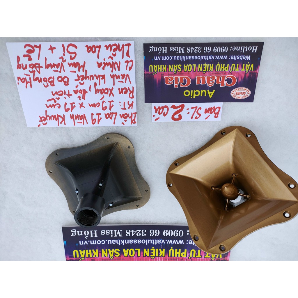 HỌNG LOA TREBLE 19CM KHUYẾT HỎA TIỄN MÀU VÀNG MẪU BÔNG MAI 2 CÁI AUDIO CHÂU GIA