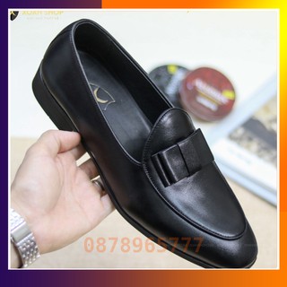 Giày Lười Nam Đẹp Chất Liệu Da Bò Cao Cấp Có Nơ Thời Trang Mã G050