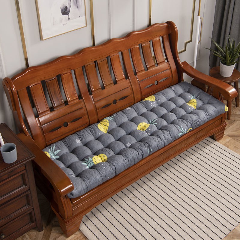 Đệm sofa gỗ nguyên tấm dày dặn, có thể tháo rời giặt được tất cả các mùa ghế đa năng, xếp, kiểu cũ [xuất ngày 5