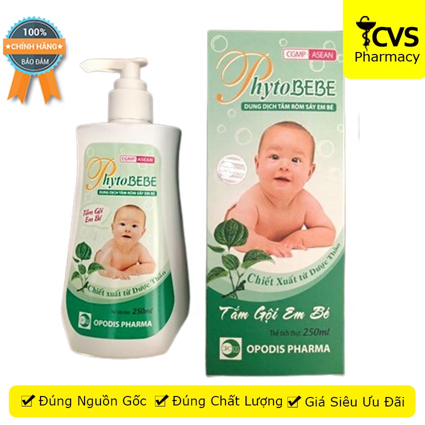 Dung dịch tắm rôm sảy em bé PhytoBEBE 250ml - phù hợp cho da nhạy cảm của trẻ - cvspharmacy
