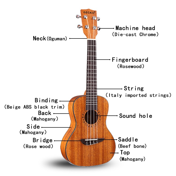 Đàn Ukulele Tenor Gecko U26MS Bằng Gỗ Rosewood Và Mahogany Size 26 Inch