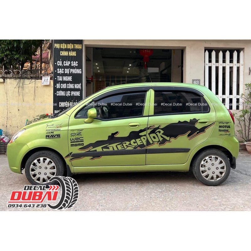 Tem Dán Sườn Xe Matiz Spark Xanh Thể Thao - Thiết kế và chỉnh sửa theo yêu cầu - Decal Dubai