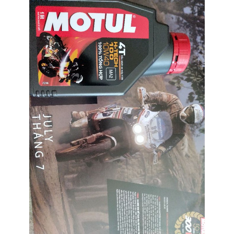 Combo gồm 2 chai Dầu Nhớt Motul H-Tech 100 10w40 1Lít sử dụng cho xe số xe phân khối lớn