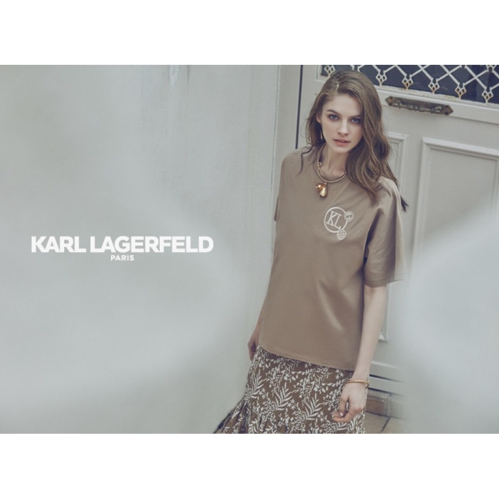 Áo thun/phông nữ cổ tròn tay ngắn form boxy Karl*Lagerfeld xuất Hàn - P:B