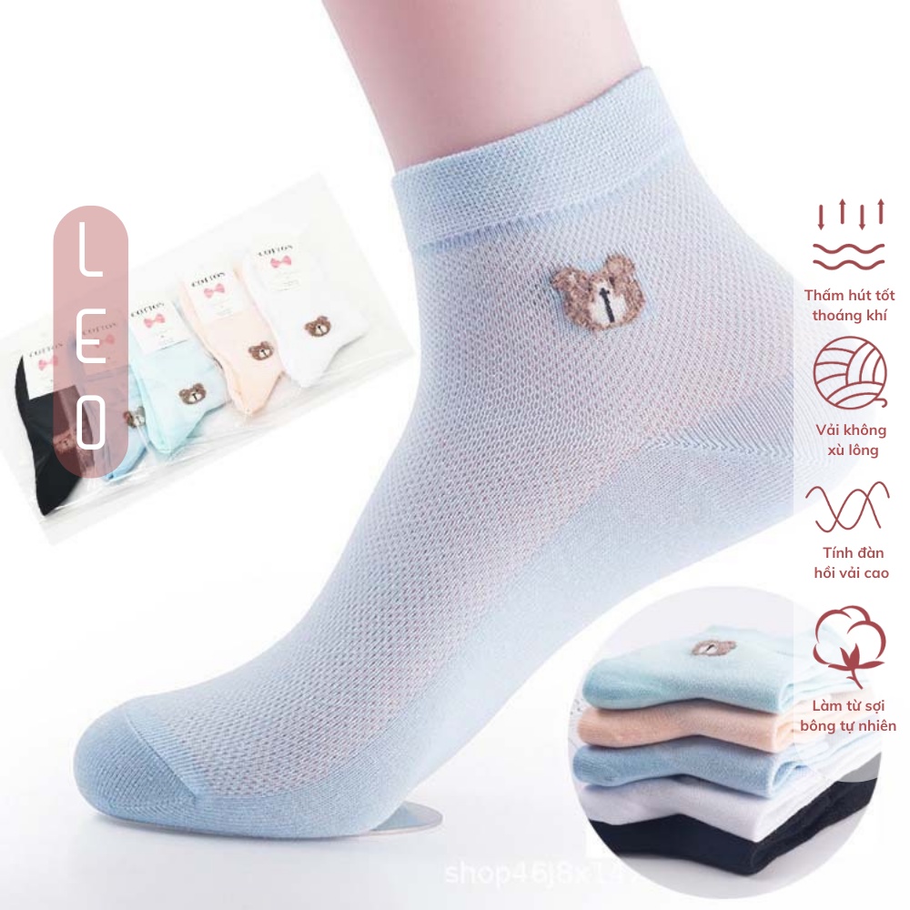 Tất hè nữ, vớ nữ Hàn Quốc tất lưới mỏng thoáng khí khử mùi tốt vải cotton thể thao