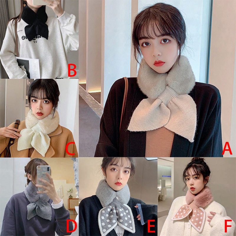 Khăn choàng cổ 60-80cm phối lông mềm ấm áp cho nữ