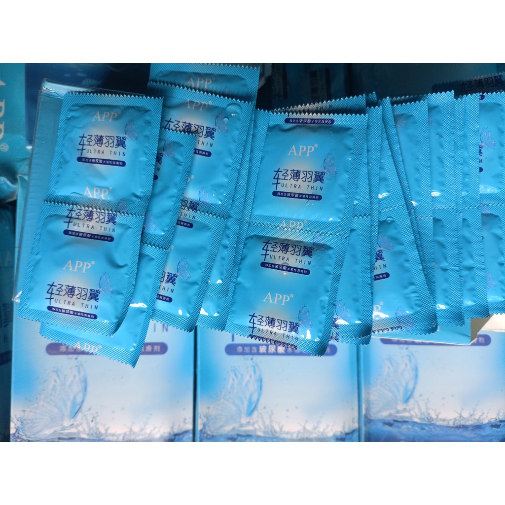 Bao cao su siêu mỏng APP cánh bướm nhiều nước, size nhỏ 49mm,cao cấp nội địa trung quốc [ hộp 100 cái ]