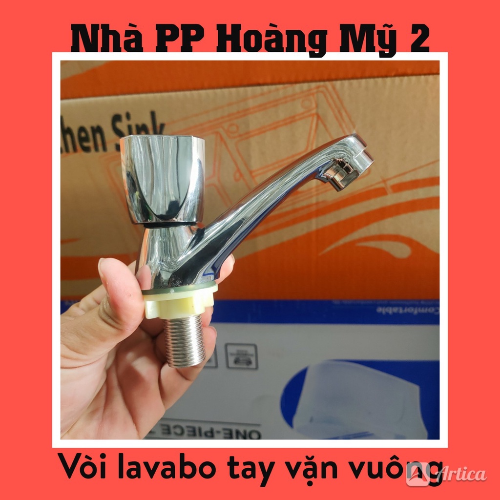 Vòi Lavabo vòi rửa mặt Lạnh tay vuông vặn inox mạ Crome bóng