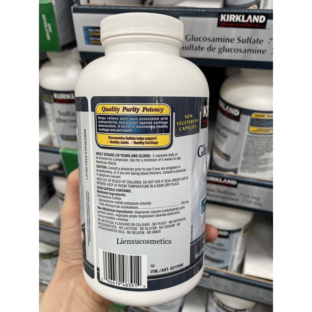 Viên uống hỗ trợ xương khớp Glucosamine Sulfate Kirkland 750mg 420 viên.HSD 2027