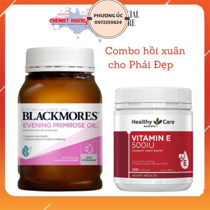 [Hàng Chuẩn Úc] Combo Hồi Xuân cho phụ nữ u40+ và sau sinh (Blackmores Anh Thảo + Vitamin E Healthy care)
