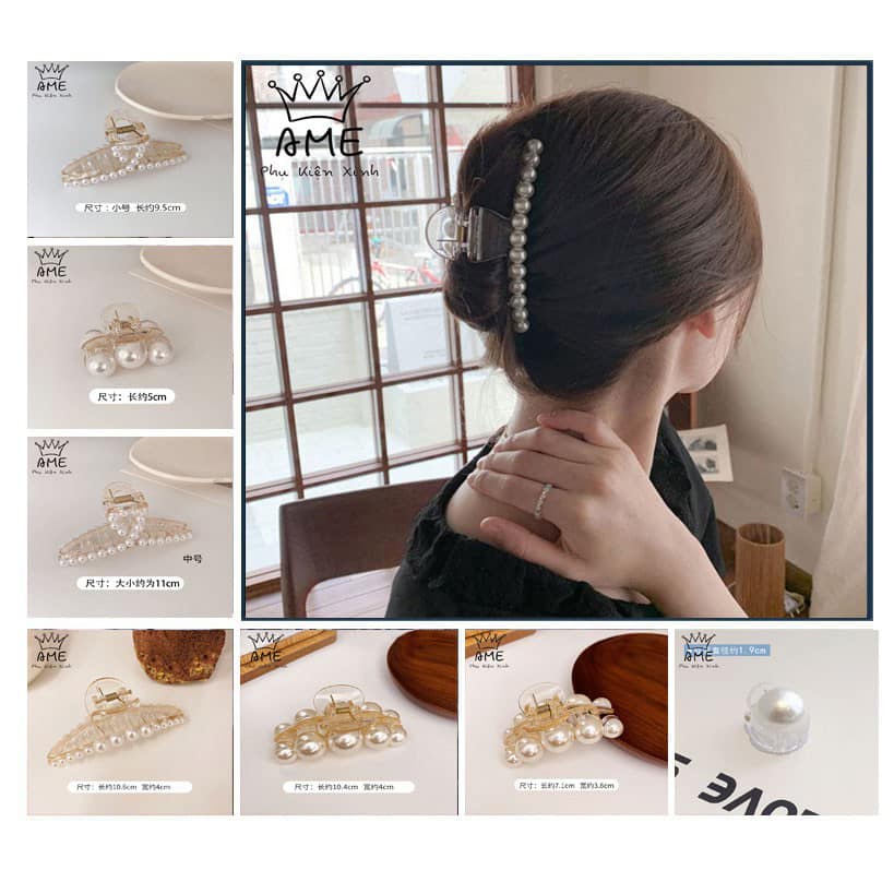 Kẹp tóc, cặp tóc càng cua đính ngọc trai nhân tạo thời trang sang trọng