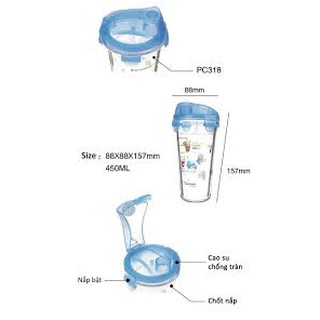 Bình nước  thủy tinh GLASSLOCK 450ml (PC318)