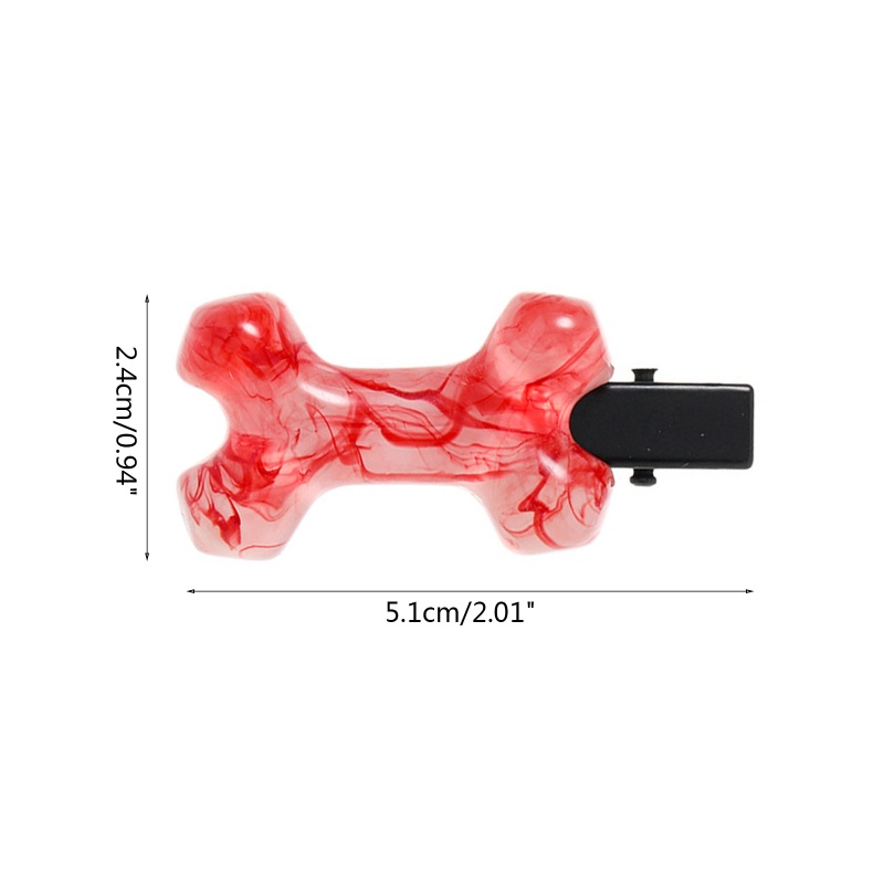 Kẹp Tóc Nhựa Hình Khúc Xương Máu Phong Cách Halloween Cho Bé Gái Y2K