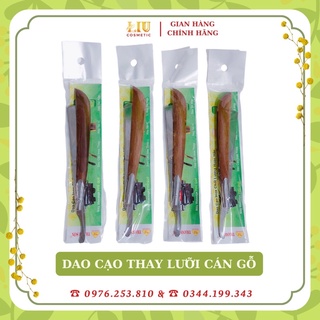 DAO CẠO LÔNG MẶT CÁN GỖ/INOX CAO CẤP DỄ THAY LƯỠI - TỈA LÔNG MÀY - CẠO RÂU