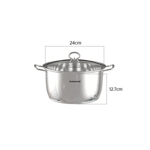 Nồi lẻ inox 5 đáy đáy từ SUNHOUSE SHG788-16-20-24cm