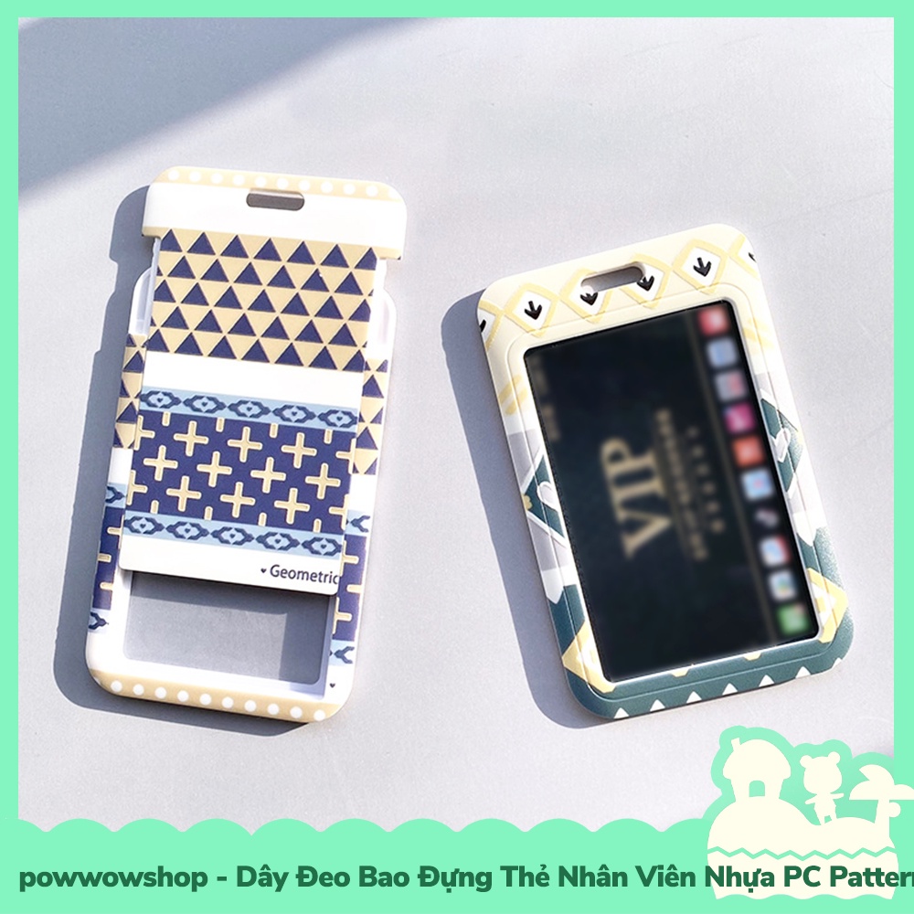 [Sẵn VN - Hỏa Tốc] Dây Đeo Thẻ Bao Thẻ Nhân Viên Nhựa PC Phong Cách Họa Tiết Pattern Vintage