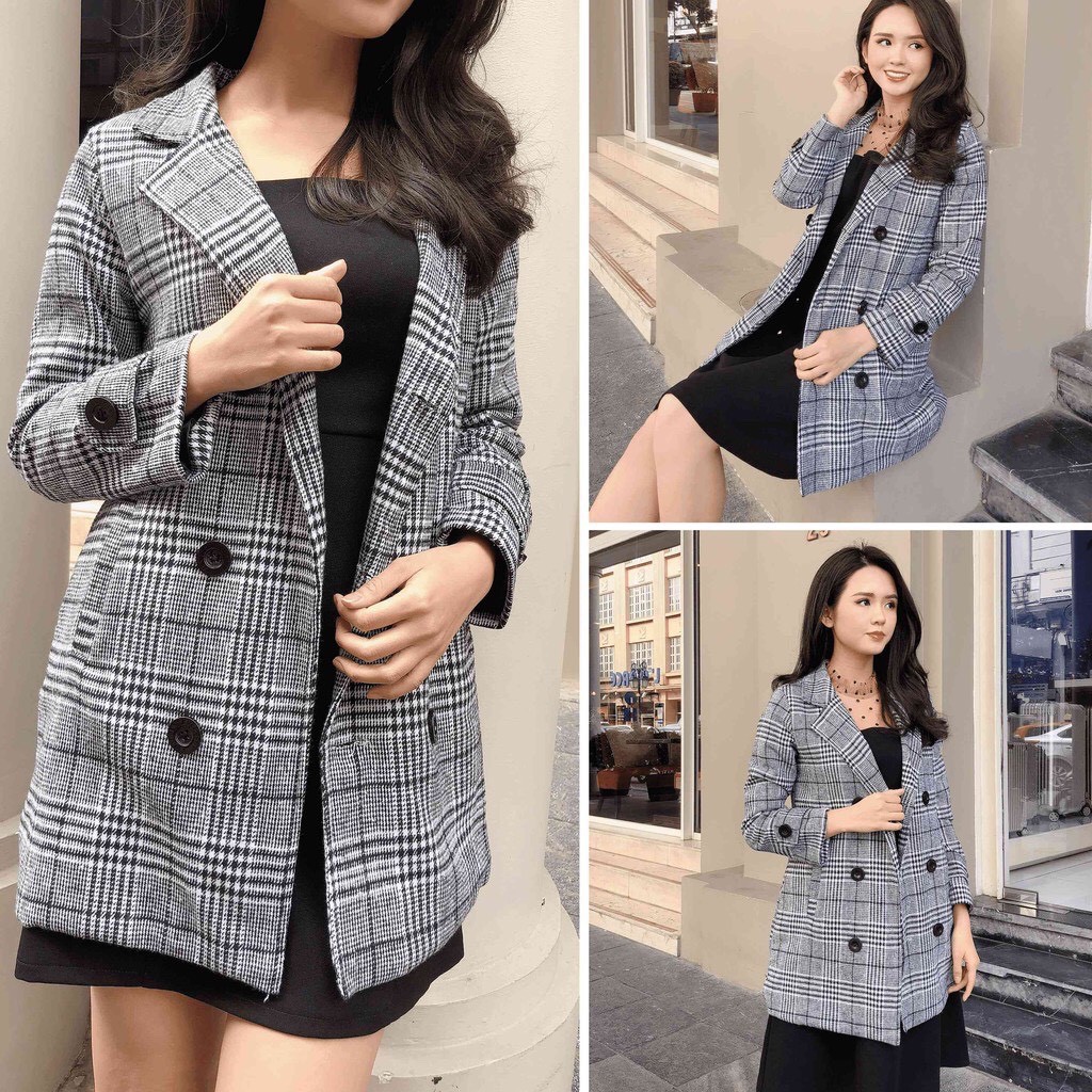 [New 2021] Áo khoác dạ kẻ caro, áo khoác dạ nữ, dạ tweed dáng dài, dạ vest kẻ hàng Quảng Châu cao cấp, kaki nu co long | BigBuy360 - bigbuy360.vn