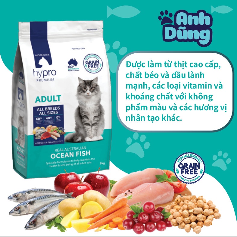 Thức ăn mèo Hypro Premium Grain free vị cá biển gói 50gr