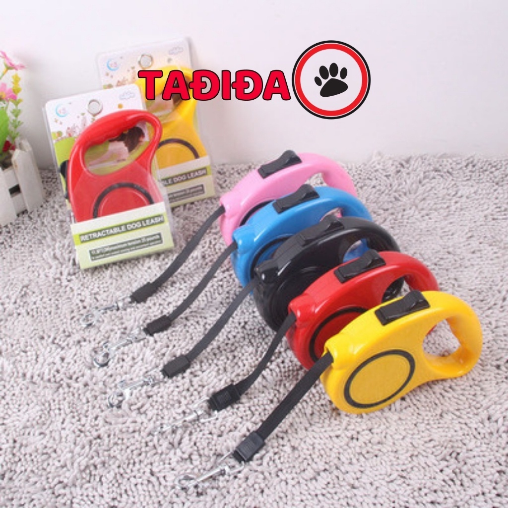 Dây xích Chó Mèo tự động 3-5m , Dây dắt Thú Cưng đi dạo nhiều màu sắc - Tadida Pet